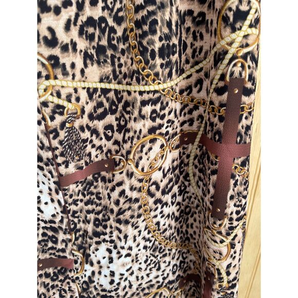 VTG maxi skirt classic equestrian animal print brown casual western women M - Picture 4 of 6